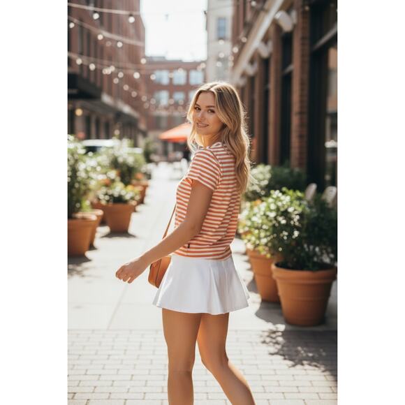 Vans Orange & White Striped Lemon Patch Tee Small - Picture 2 of 7